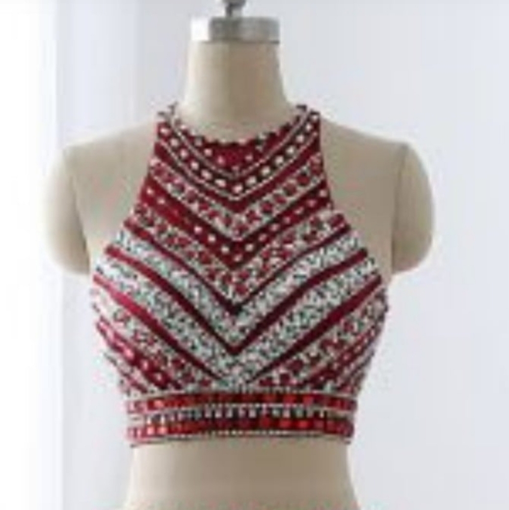 Beaded Rhinestone Halter Top - Picture 2 of 4